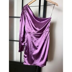 Lena One Shoulder Purple Party Cocktail Dress Size Medium